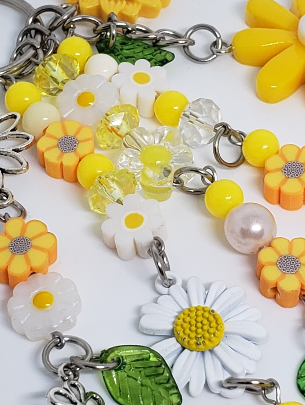 Handmade beaded boho sunflower ladybug daisy keychain bag charm - Picture 5 of 13